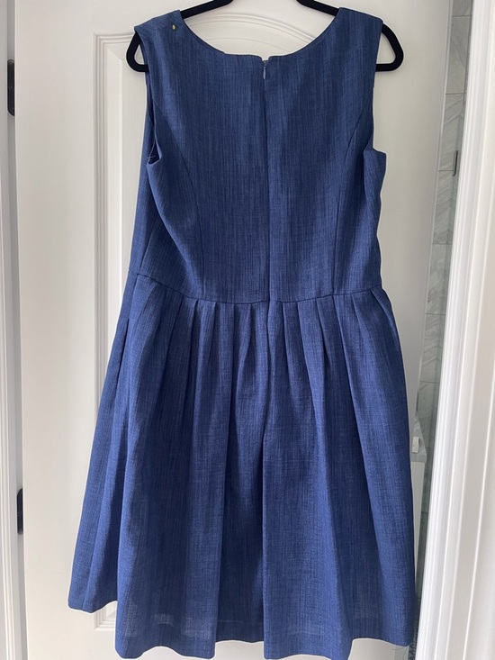 Ellen Tracy Blue Chambray Fit & Flare Dress Sleeveless A-Line Size 16 Career